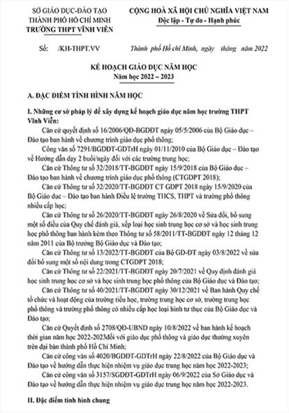 Kế hoạch năm học 2022 - 2023